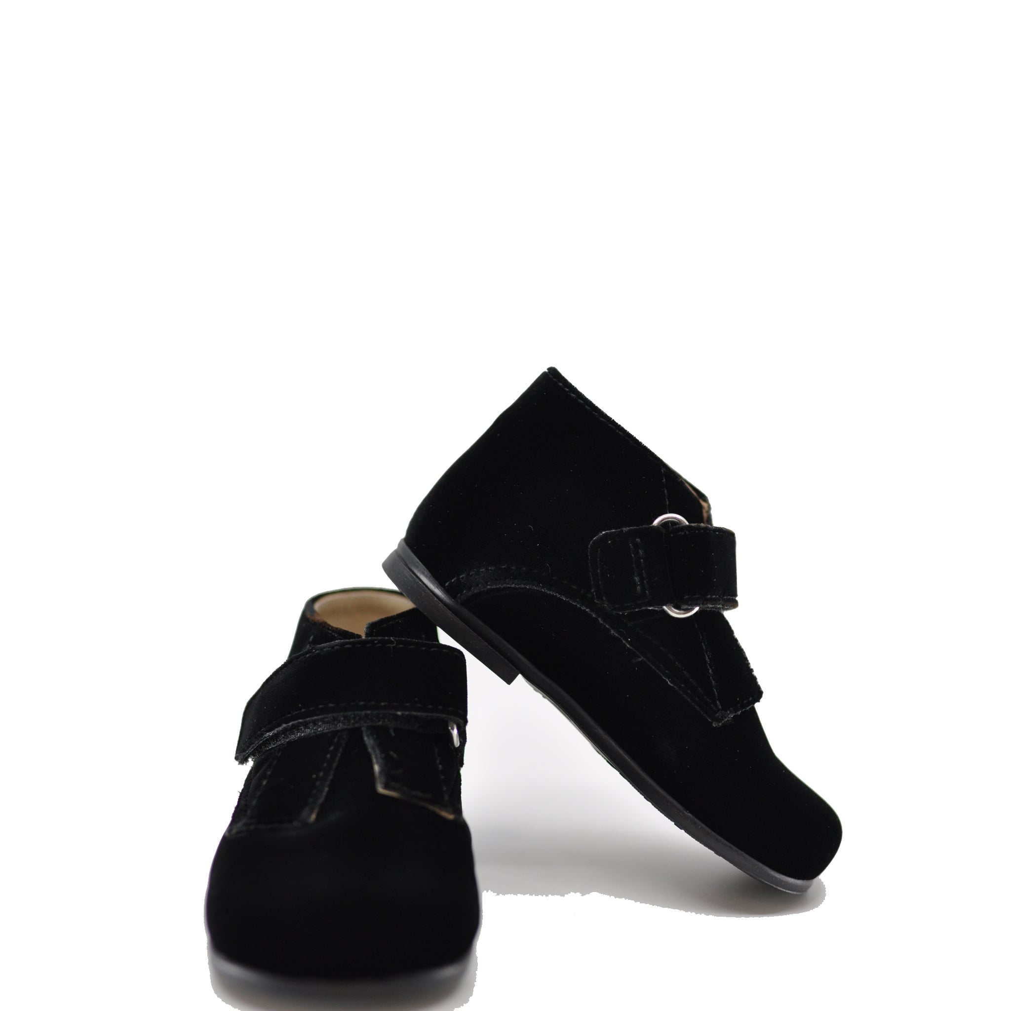 Beberlis Black Velvet Baby Booties with Hook and Loop Closure - Soft & Comfortable First Walkers for Newborns (Perfect for Photo Shoots, Daily Wear & Special Occasions)
