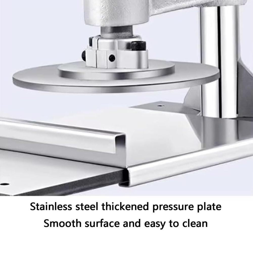 Commercial Stainless Steel Pizza Dough Press Machine - Adjustable Thickness Manual Dough Press with Pull-Out Tray for Pizza, Tortilla, Pastry (16cm) - Perfect for Pizzerias, Bakeries & Home Kitchens