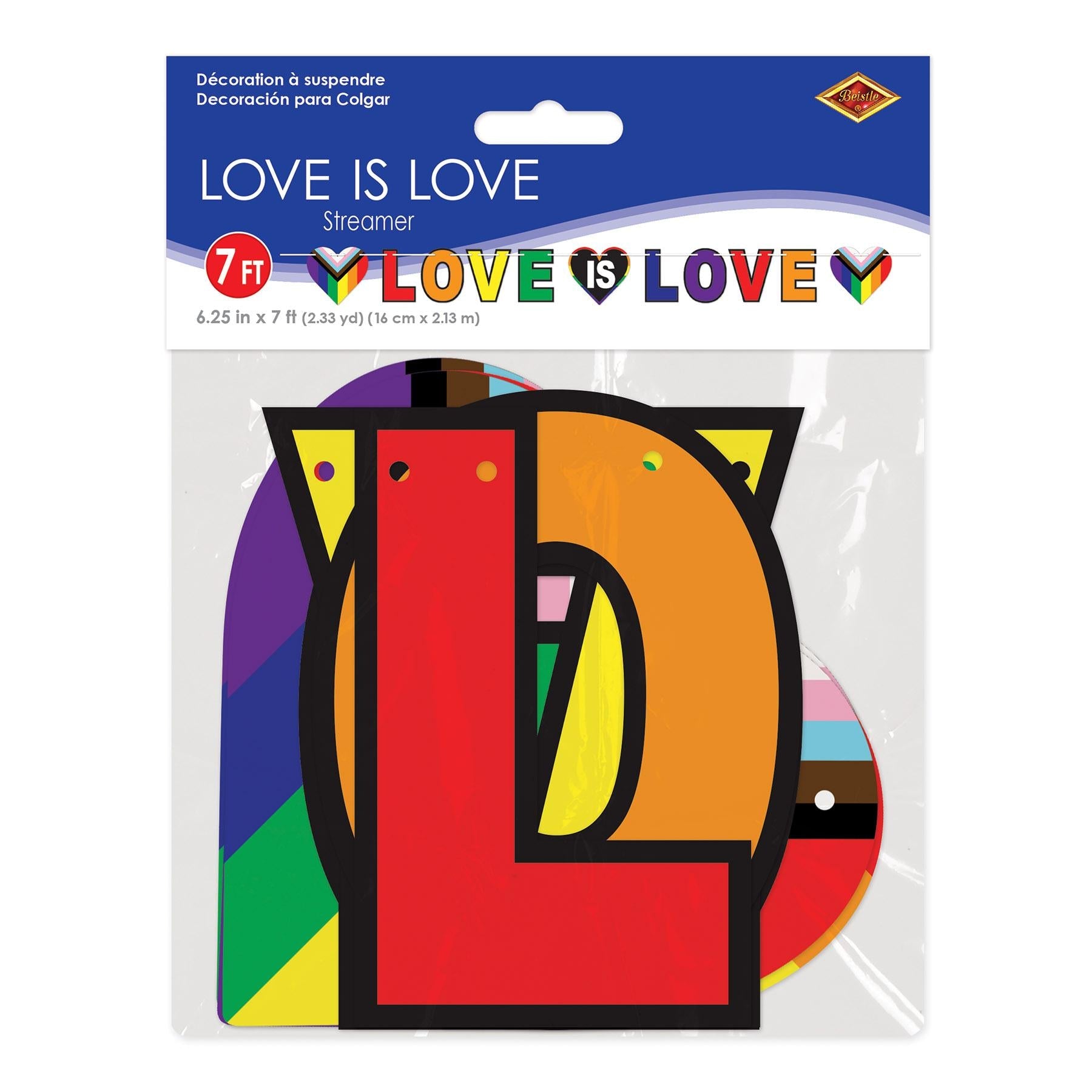 12 Pack Beistle Love Is Love Party Streamers - Rainbow Pride Decorations for LGBTQ+ Weddings, Pride Parades & Birthday Celebrations