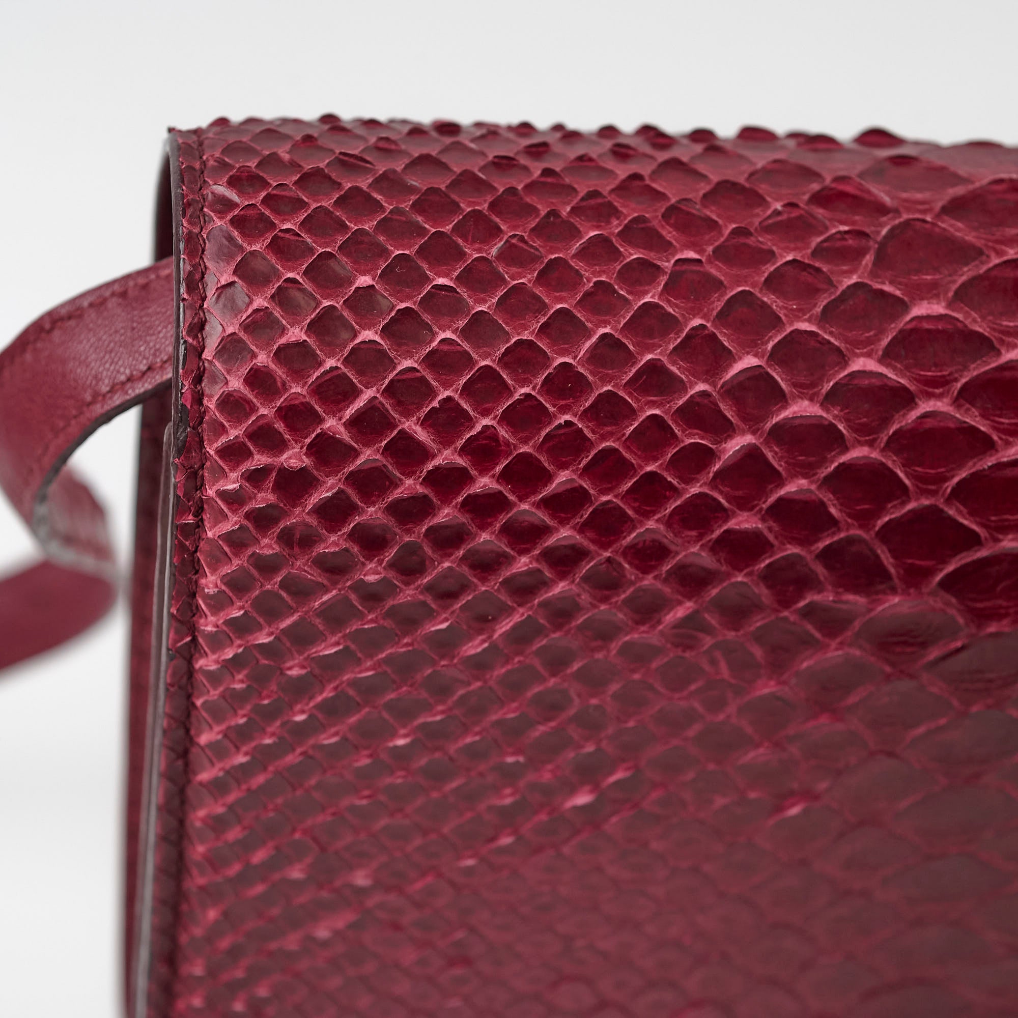 Celine Python Medium Classic Box Bag in Burgundy - Luxury Crossbody Purse for Women, Perfect for Work, Evening & Special Occasions