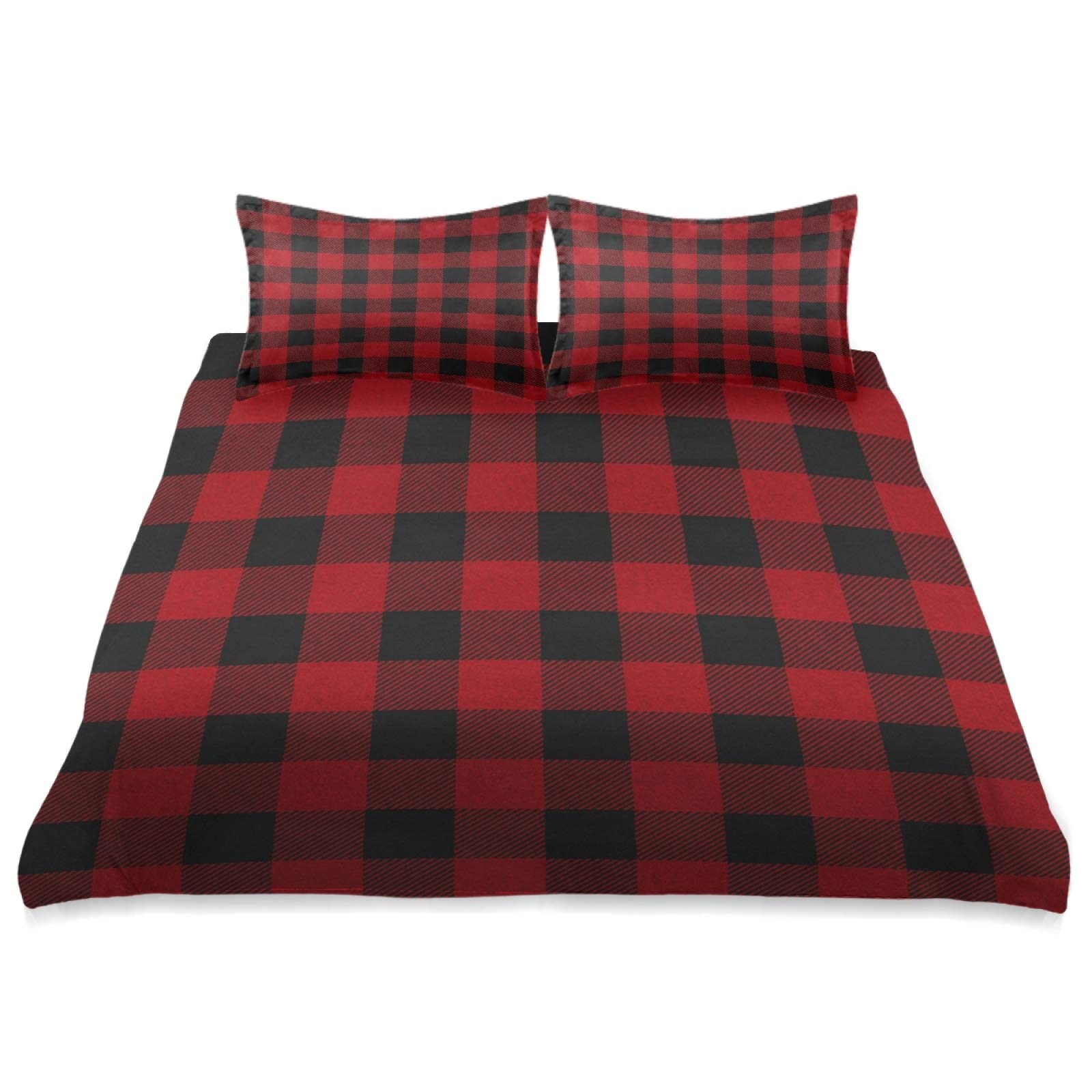 Plaid Print Comforter Set 3-Piece King Size 90x104 Inch - Ultra Soft All Season Bedding with Matching Pillow Shams - Perfect for Cozy Bedrooms, Guest Rooms & Dorm Decor