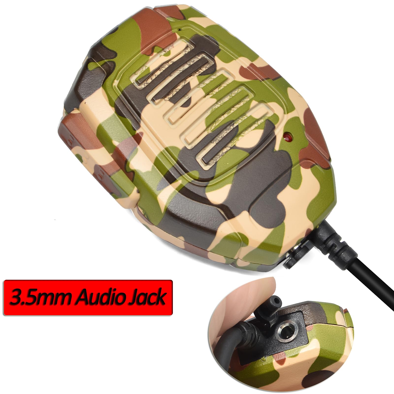 HYS 2-Pin Shoulder Speaker Microphone with 3.5mm Audio Jack - Compatible with BF-F8HP, UV-5R, BF-888s, Kenwood RT Series Radios - Hands-Free Communication for Security, Construction & Outdoor Activities