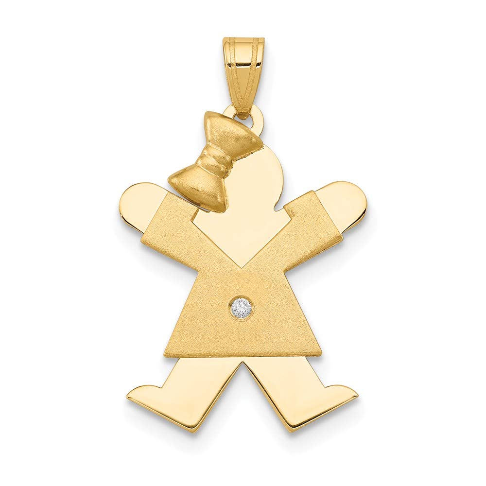 14K Yellow Gold Diamond Kids Pendant Charm - 23mm x 13mm (0.015 CTTW) - Perfect Gift for Birthdays, Baptisms & Special Occasions