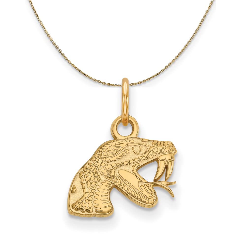 14k Yellow Gold Florida A&M University Black Bow X-Small Necklace - Perfect for Graduation Gifts & School Spirit Accessories