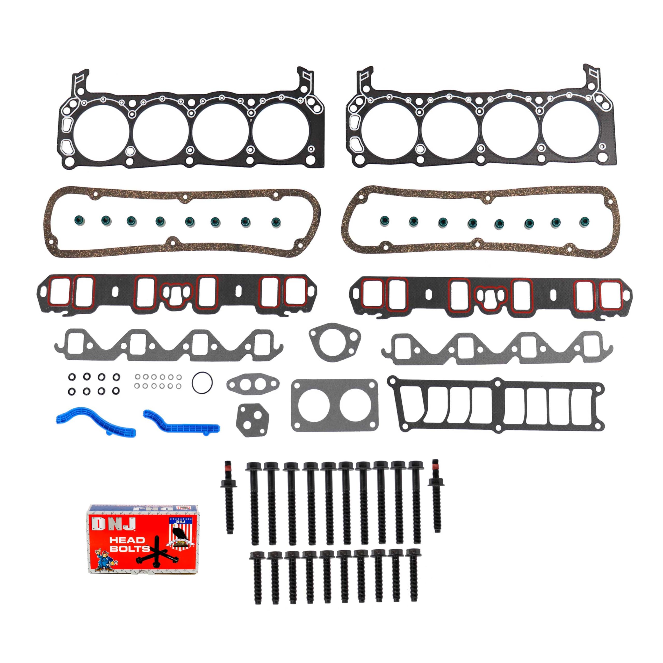 DNJ HGB4113 Cylinder Head Gasket Set with Head Bolt Kit - Compatible with 1992-1996 Ford Bronco, E-150 Econoline, E-150 Econoline Club Wagon 5.0L V8 302cid Engine - Perfect for Engine Rebuilds & Repairs