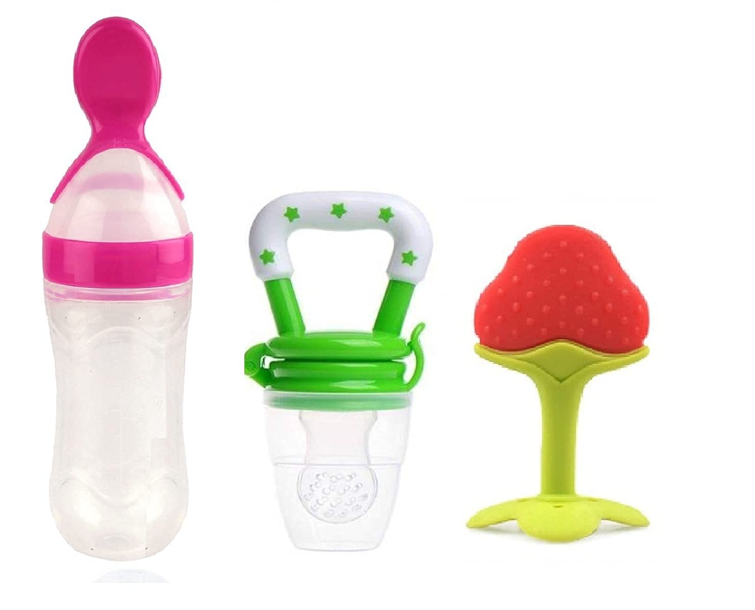 **GRAYSEE Baby Silicone Food Nibbler & Teether Set - Safe Pacifier Feeder for Fruits (3-Pack) - Ideal for 6-12 Month Olds - Perfect for On-the-Go Feeding & Soothing Teething Pain**