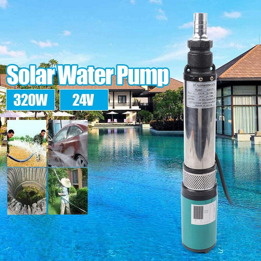 24V 320W Solar Water Pump Kit with MPPT Controller - Deep Well Submersible Pump for Irrigation, Livestock Watering & Off-Grid Homes | Inch Solar Powered Water Pump System