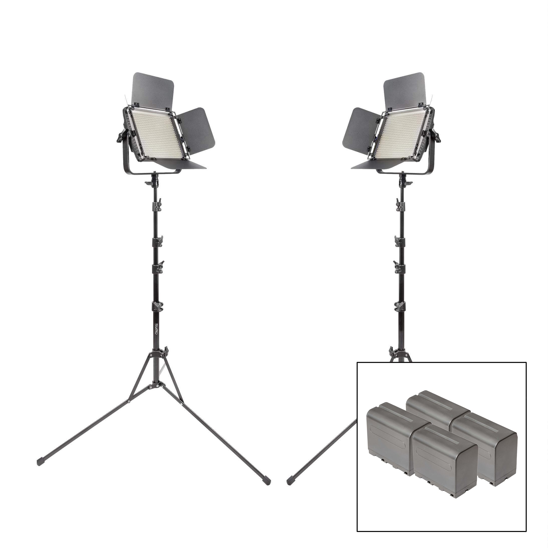 LECO 500S II Professional Daylight Balanced LED Video Light Twin Kit with Stands & Batteries - Perfect for YouTube Videos, Photography, and Studio Lighting