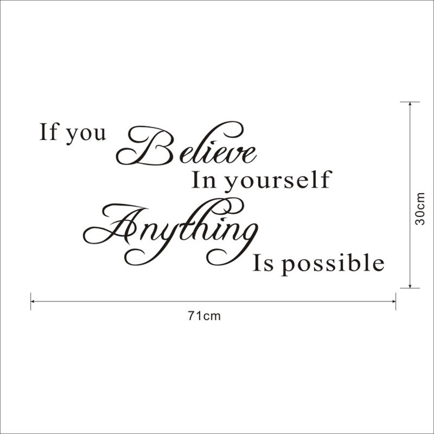 Inspirational Waterproof Removable Wall Sticker - Motivational Quote DIY Home, Office & Room Decor - Perfect for Bedroom, Nursery, Classroom and Workspace Decoration