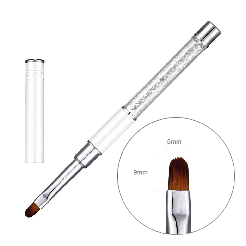 Professional Gel Nail Brush with Cap - Pink & White Dual Head for Acrylic & Gel Polish Application - Perfect for Nail Art, Manicures & DIY Nail Extensions