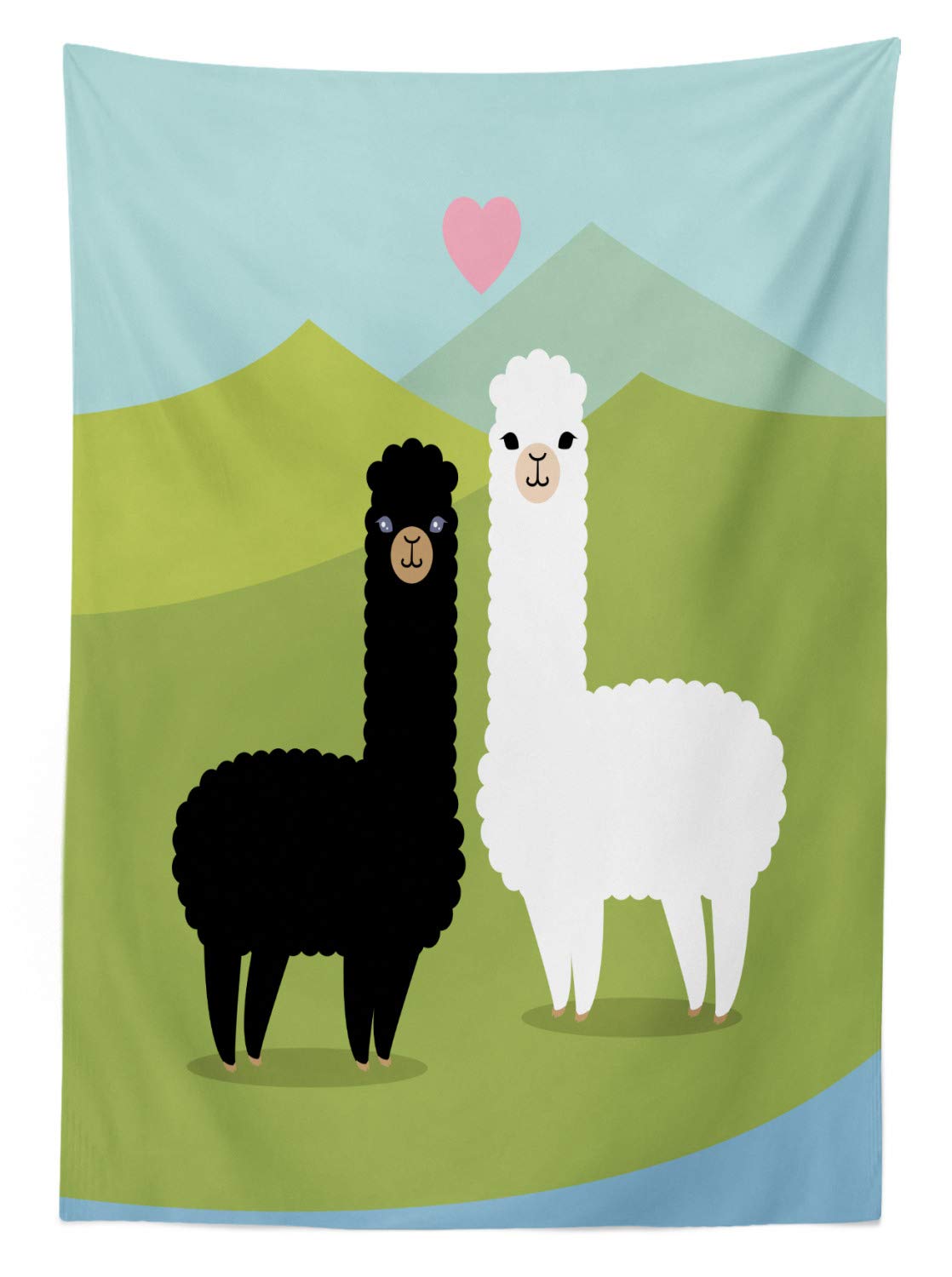 Ambesonne Llama & Alpaca Outdoor Tablecloth - Waterproof Washable Picnic Table Cover 58x120 Inches - Vibrant Argentina Mountain Fauna Animal Print for Patio, BBQ, Camping & Outdoor Dining