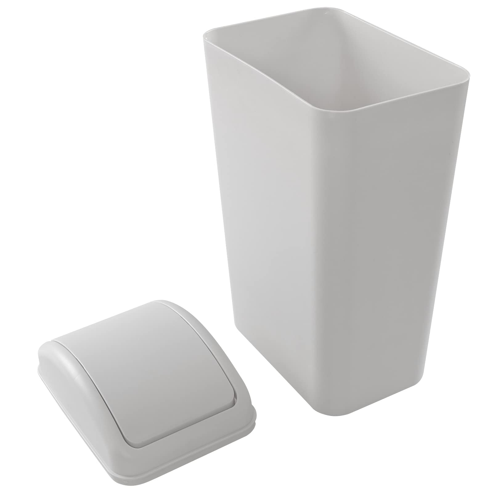 Saedy 14L Swing Lid Trash Can - Slim Plastic Garbage Bin with Foot Pedal, Grey - Perfect for Kitchen, Bathroom, Office & Small Spaces