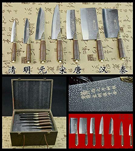 Premium 7-Piece Hand Forged Longquan Kitchen Knife Set - Chef Knife, Utility Knife, Paring Knife - High Carbon Stainless Steel - Perfect for Home Cooking, Professional Chefs & Culinary Enthusiasts