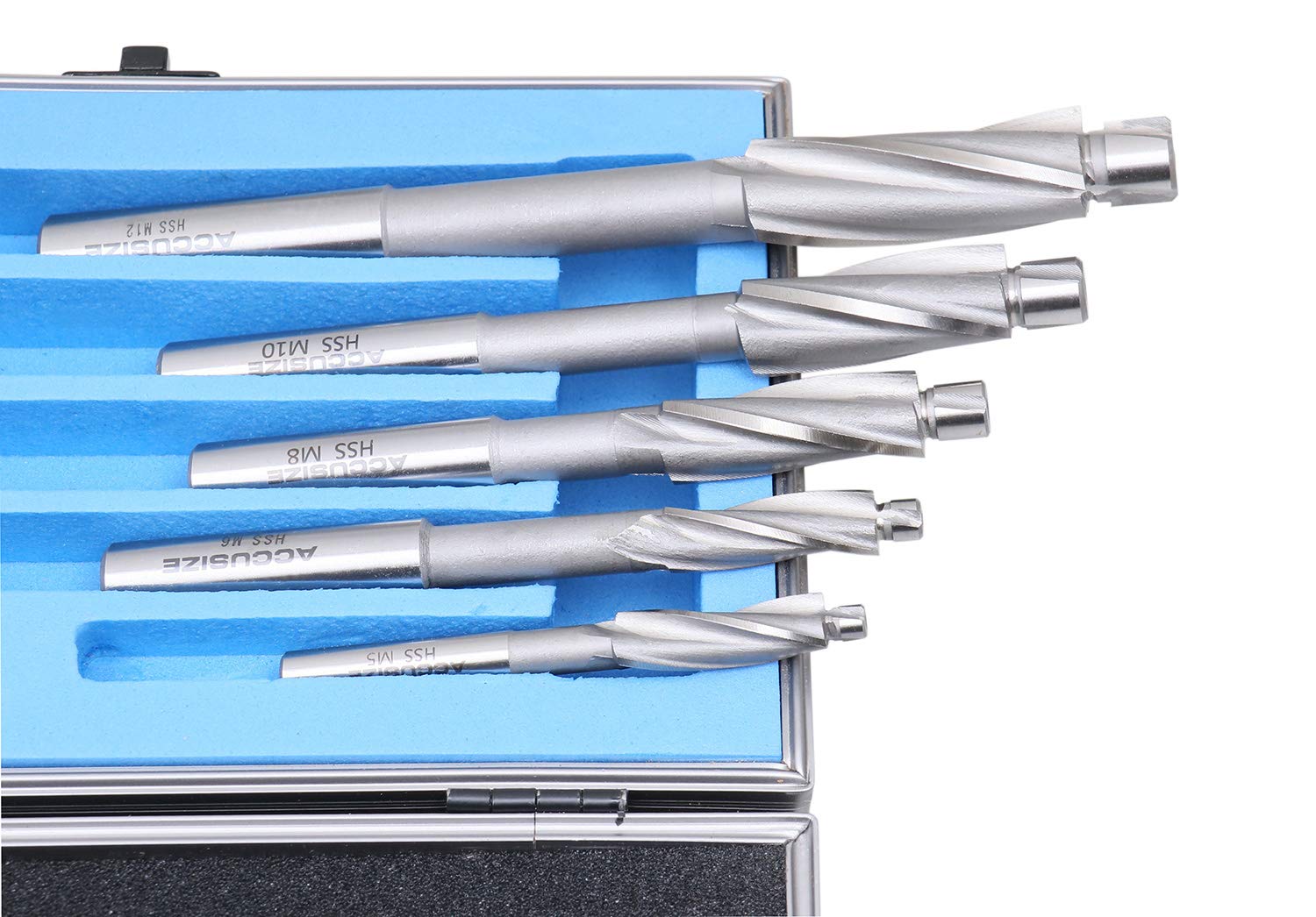 Accusize Premium Metric HSS Solid Cap Screw Counterbore Set - 3 Flute Straight Shank, 7 Piece (509S-007M) for Metalworking & Woodworking Projects