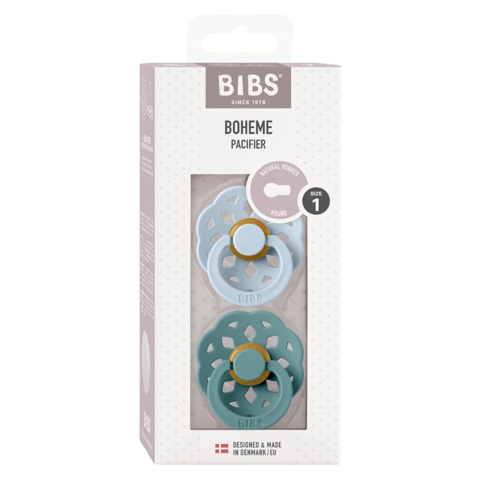 Bohemian Style Baby Bibs with Pacifier Clip - Soft Cotton Drool Bibs for Infants & Toddlers in Baby Blue & Island Sea Colors - Perfect for Feeding, Teething & Everyday Use