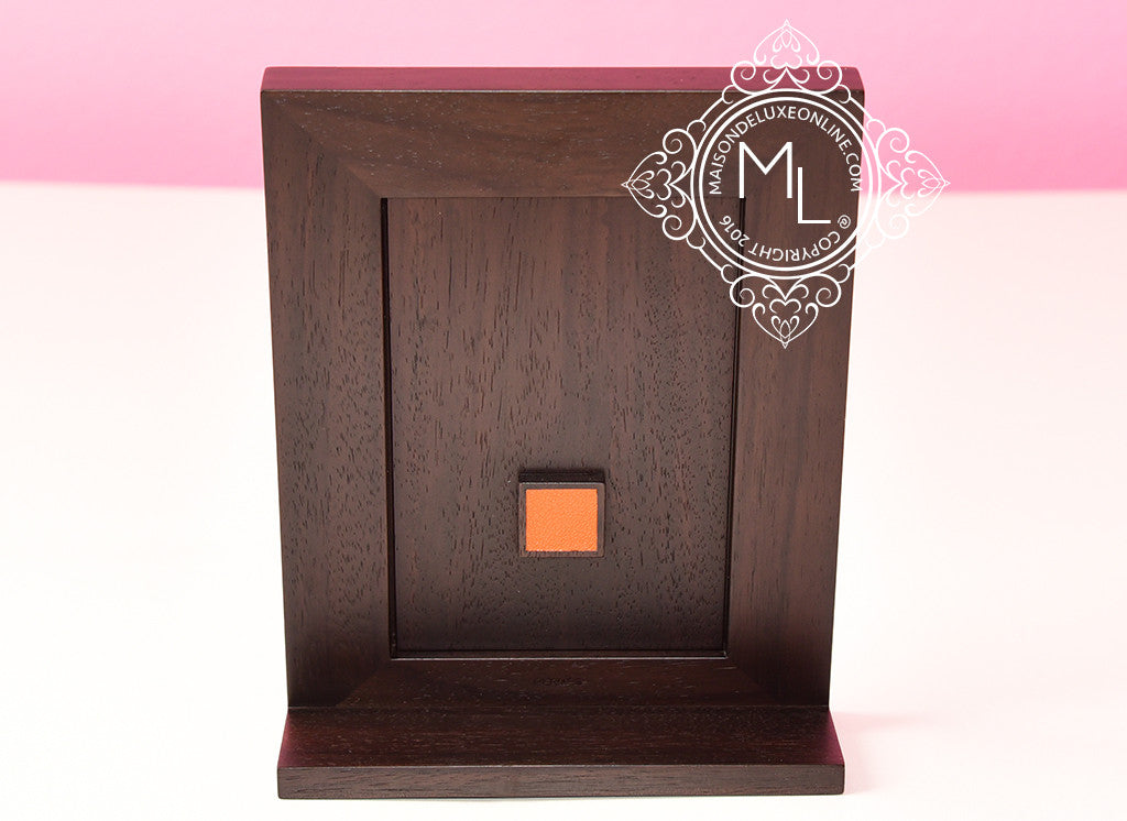 Hermes Classic Pleiade Pumpkin Potiron Leather Photo Frame - Elegant Picture Display for Home Decor, Office Desk, and Gift Giving