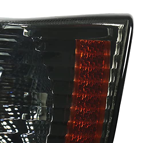 Spec-D Tuning Smoke Headlights & Bumper Lights Kit for 1993-1996 Jeep Grand Cherokee - Left & Right Pair Headlamp Assembly with Corner Lamps - Upgrade Your Off-Road Lighting for Night Driving & Adventure