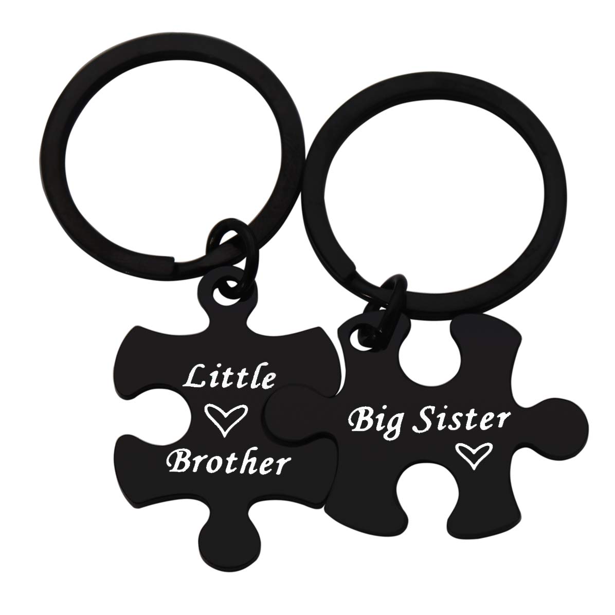Beeshion Sibling Keychain Set - Big Brother & Little Sister Gifts, Engraved Puzzle Keychain for Family Jewelry - Perfect for Birthdays, Anniversaries and Sibling Appreciation Gifts