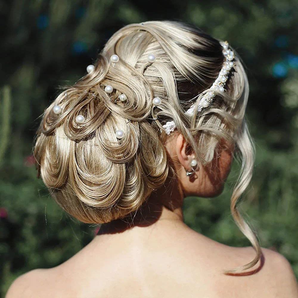 20 Pack Pearl Hair Pins & Adjustable Hair Clips - Wedding Hairstyle Accessories for Women & Girls (White) | Bridal Hair Styling, Prom, Party & Formal Occasions