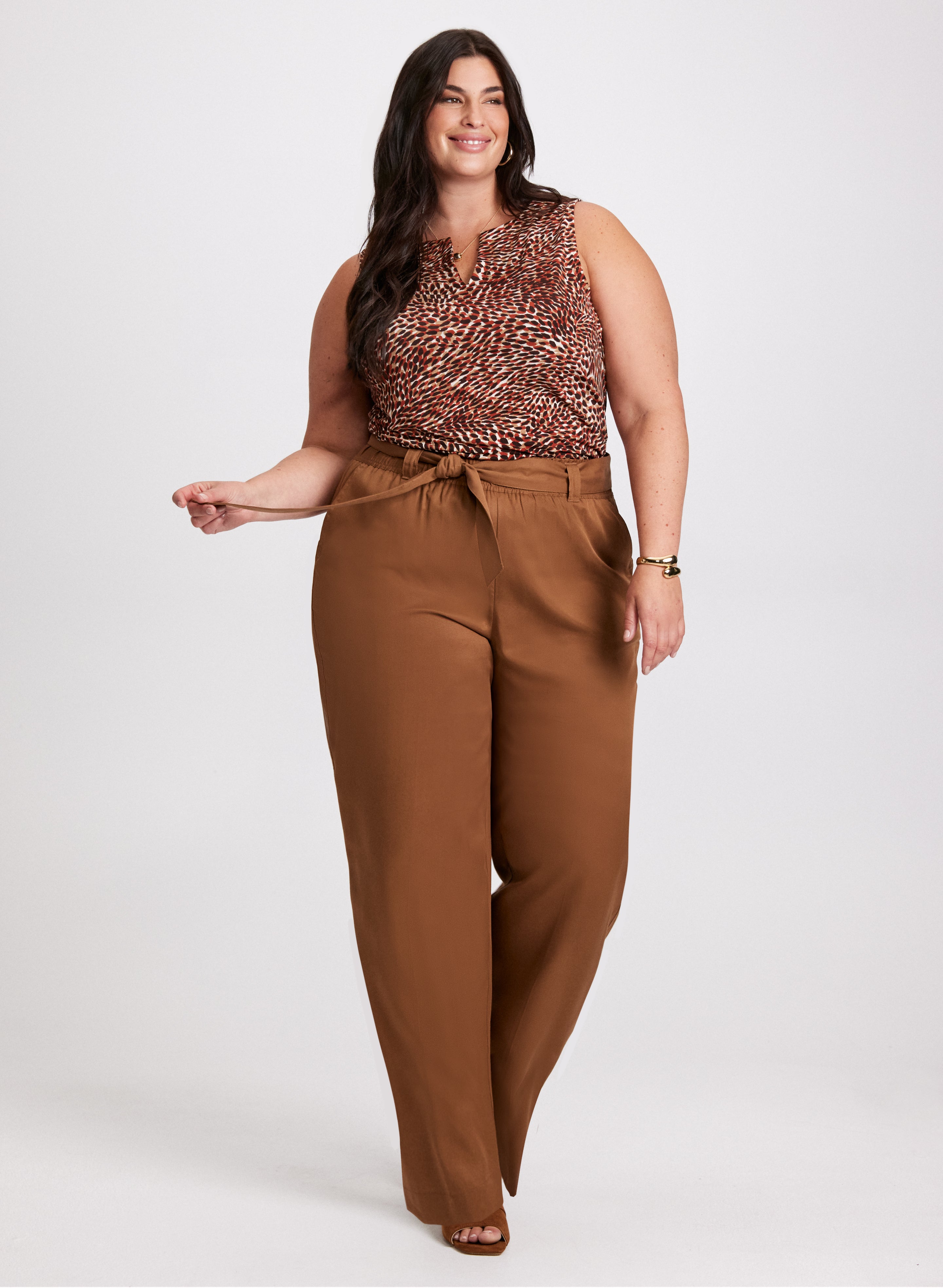 Stylish Animal Print Top & Wide Leg Pants Set - Trendy Women's Casual Outfit for Work, Date Night & Summer Fashion
