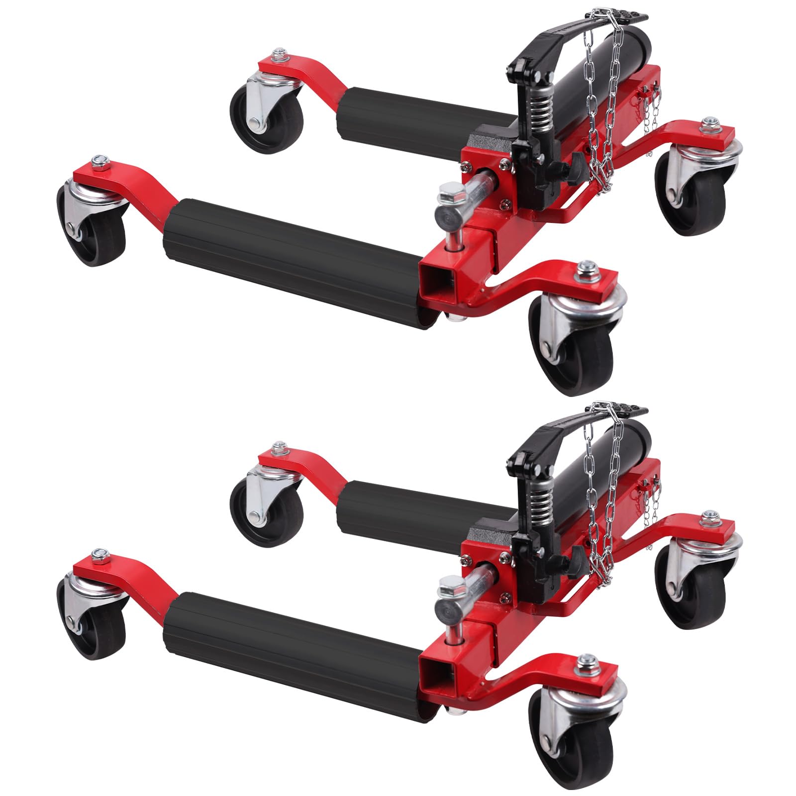Garvee 2-Pack Heavy Duty Car Wheel Dolly Set - 1500LBS Capacity with Hydraulic Tire Jack for Vehicle Positioning - Ideal for Trucks, RVs & Trailers (Red) | Perfect for Garage Repairs, Auto Maintenance & Tire Changes