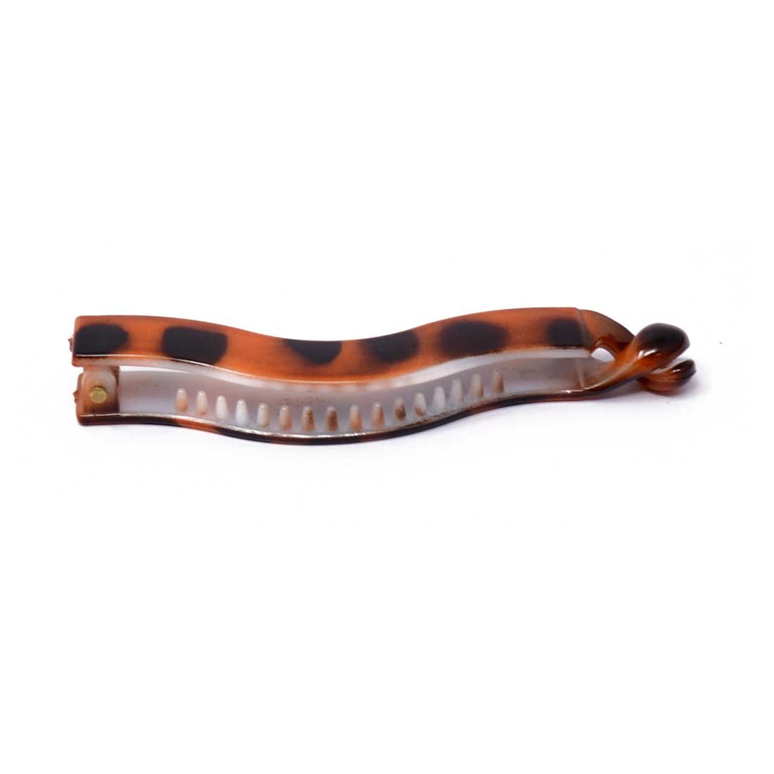 Tiger Print Orange Banana Hair Clips for Women & Girls - 2 Pack for School & Party