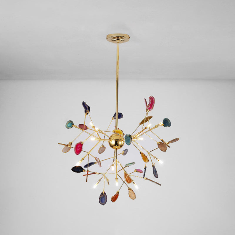 Agate Flake Chandelier - Elegant Natural Stone Crystal Ceiling Light Fixture for Dining Room, Living Room, Bedroom Decor | Modern Luxury Home Lighting