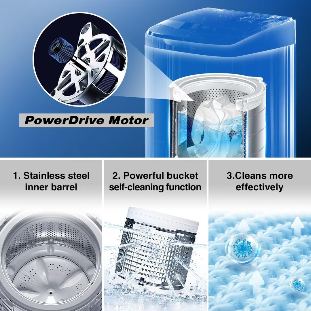 Portable Washing Machine 17.8 lbs - Compact Apartment Washer with 8 Water Levels & 10 Wash Programs - Perfect for Small Spaces, Dorms, RVs, and Tiny Homes - Easy Laundry Solution for Apartments & Travel