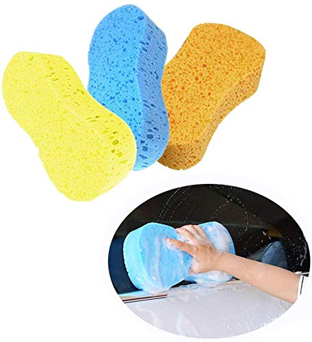 Premium Car Wash & Kitchen Cleaning Sponges - 3-Pack Multi-Color Scrubber Sponges for Cars, Dishes & Household Cleaning (Random Color Mix) - Perfect for Auto Detailing, Dishwashing & Deep Cleaning