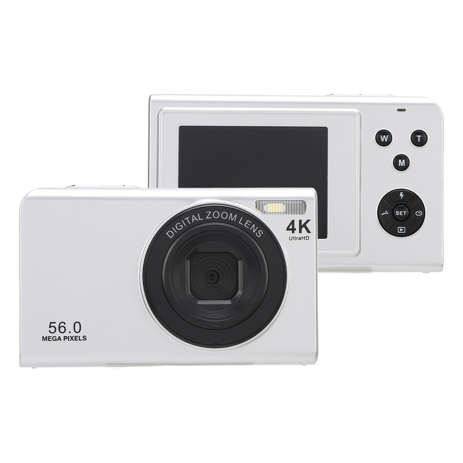 4K Digital Video Camera - Portable Compact Vlogging Camera with Auto Focus, Anti-Shake & 16x Digital Zoom for YouTube, Travel & Family Recording (Silver) - Perfect for Vloggers, Travelers & Content Creators