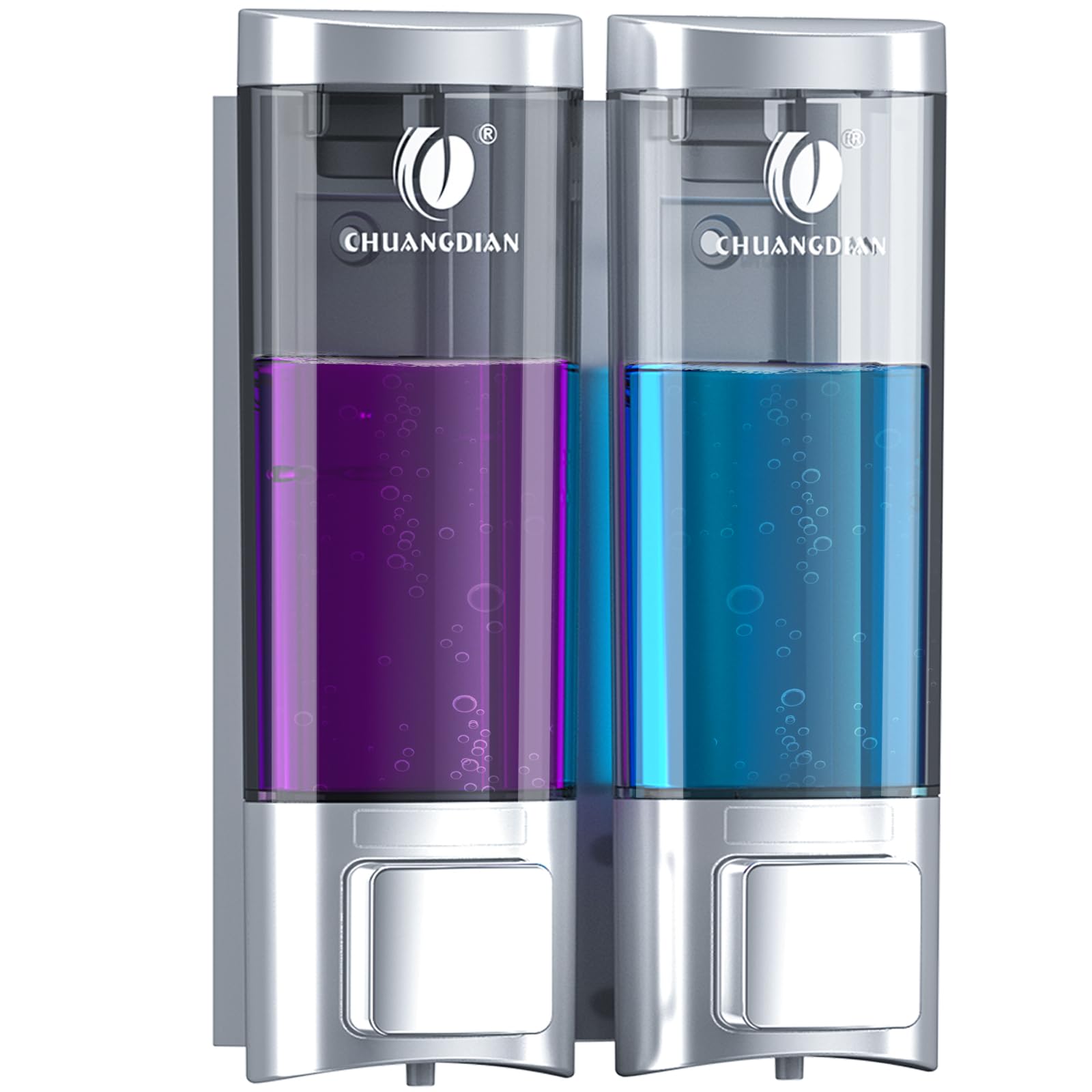 2-Chamber Wall Mounted Shampoo & Body Wash Dispenser - 200ml Refillable Bathroom Soap Dispenser for Home, Hotel & Commercial Use - Perfect for Showers, Spas & Gym Bathrooms