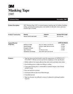 3M 2307 Tan Masking Tape - 72mm x 55m, 5.2 Mil Thickness, 12 Rolls per Case - Perfect for Painting, DIY Projects, Home Renovation & Automotive Work