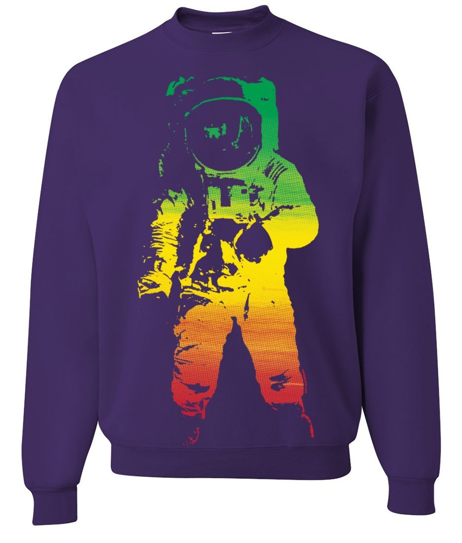 Space Astronaut Man on The Moon Rasta Crewneck Sweatshirt - Cool Graphic Hoodie for Men & Women - Perfect for Casual Wear, Street Style & Gifts