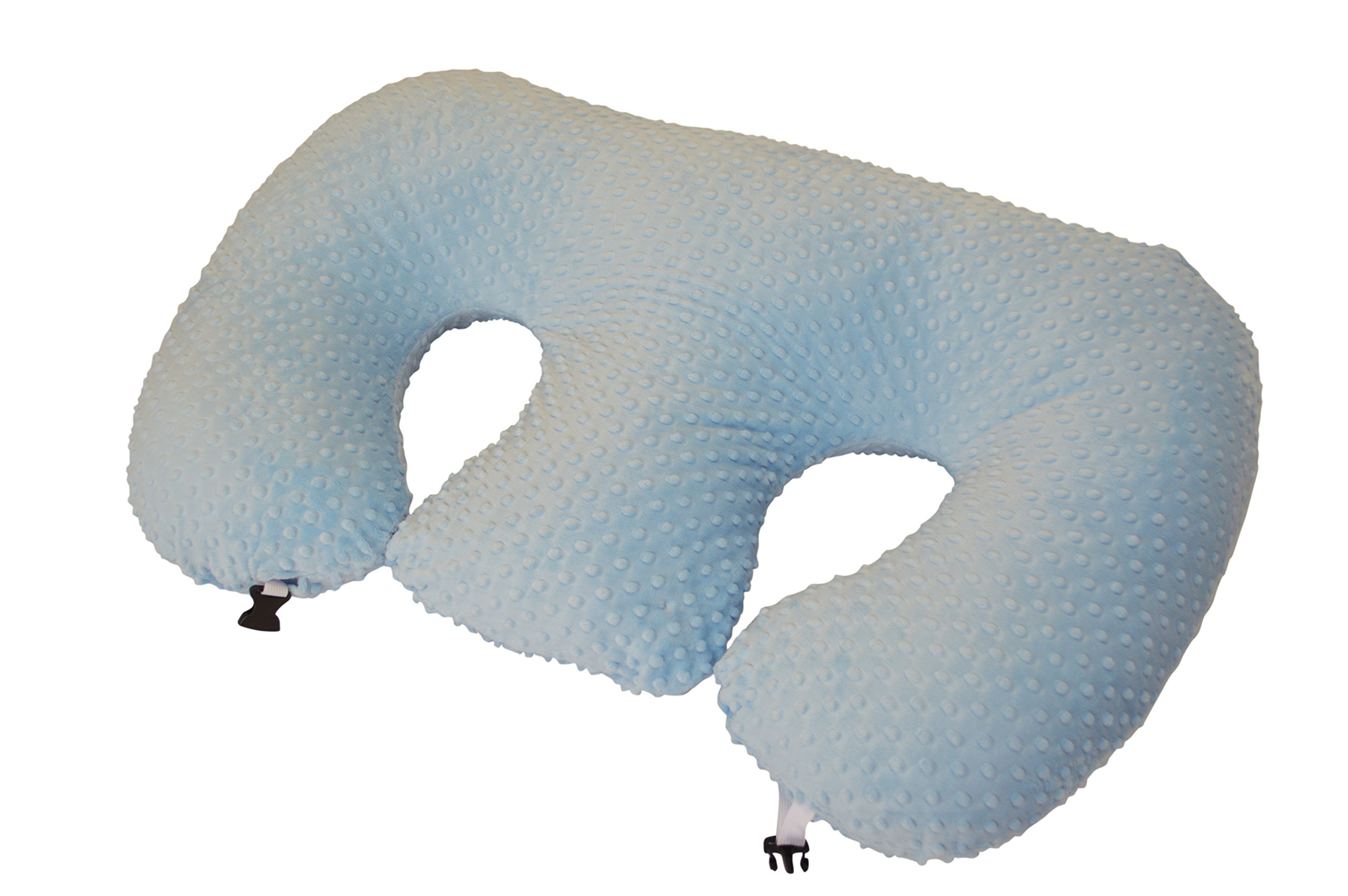 Twin Z Pillow Blue - Nursing & Bottle Feeding Support for Twins, Tummy Time & Reflux Relief, Pregnancy Pillow (No Foam) | Essential Baby Gear for Newborns & Infants | Perfect for Breastfeeding Moms & Twin Parenting