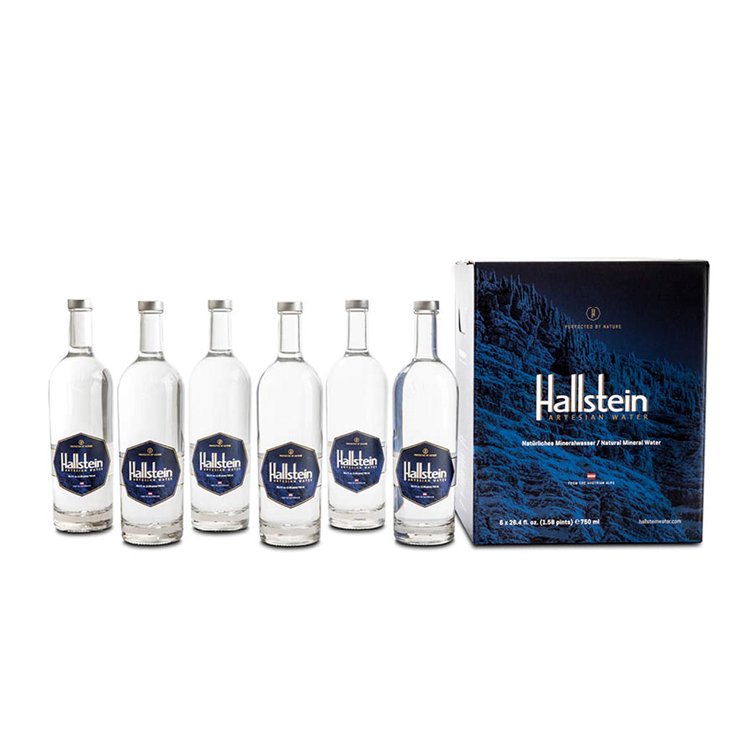 Hallstein Artesian Natural Alkaline Still Water (Non-Sparkling) - 25.4 fl oz (6 Glass Bottles) | Premium Hydration for Home, Office & Wellness Retreats