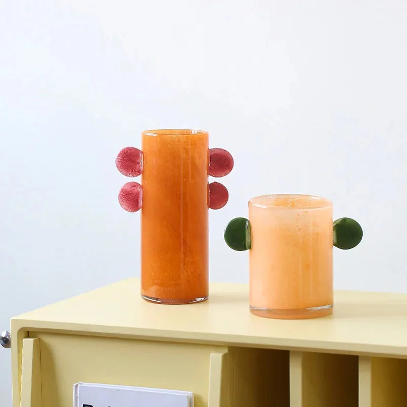 Vibrant Color Pop Glass Vase for Home Decor - Elegant Flower Vase Centerpiece for Living Room, Dining Table, Wedding & Party Decorations