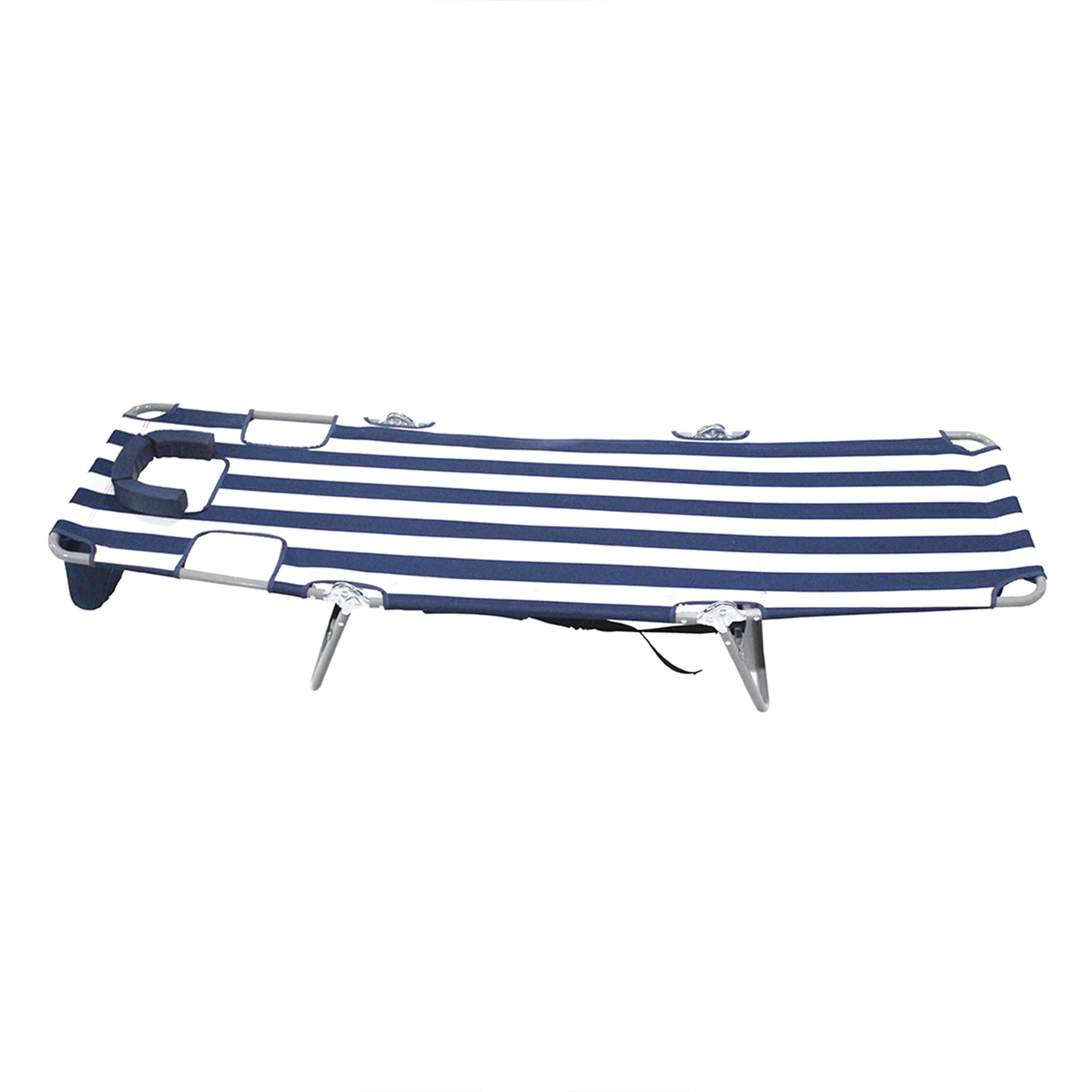 Adjustable Ostrich Backpack Folding Lounge Chair - 4 Position Recliner with Carrying Straps, Side Pocket & Storage Bag - Navy Stripe (2 Pack) - Perfect for Camping, Beach, Picnics & Outdoor Relaxation
