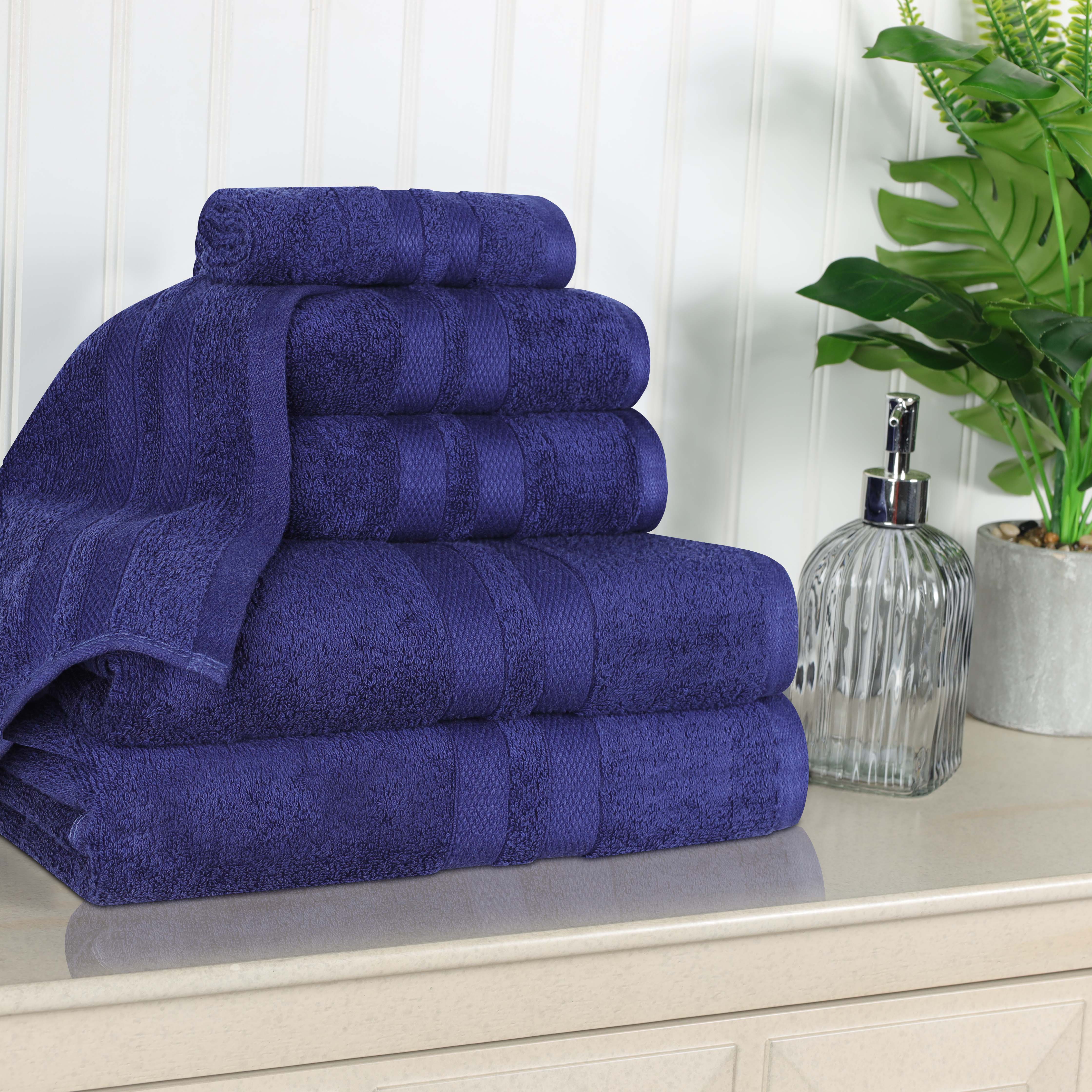 Ultra Soft Cotton Absorbent Bath Towel Set - 6 Piece Solid Color Towels for Bathroom, Spa, Gym & Beach | Quick Drying & Plush