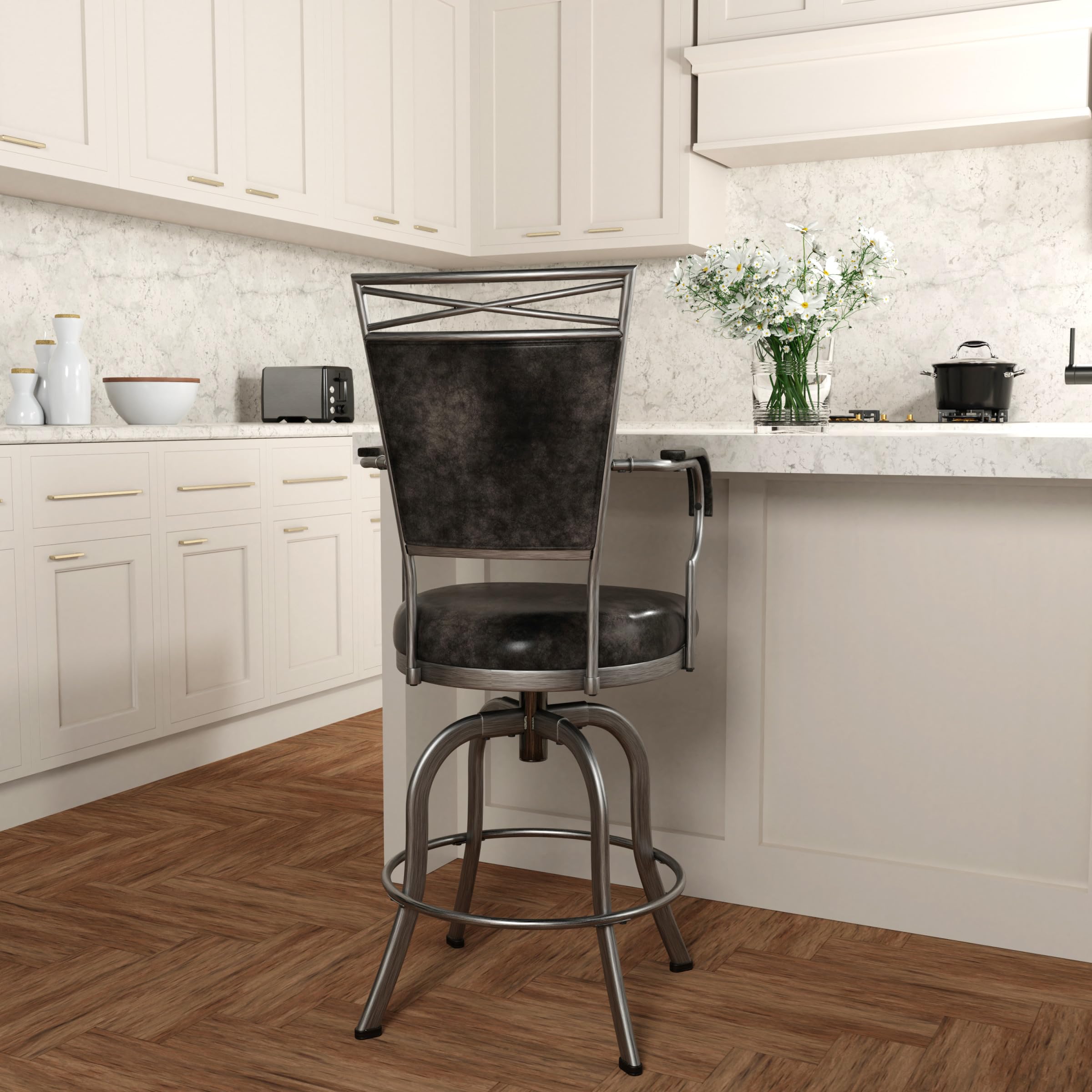 Hillsdale Bridgetown Metal Counter Height Swivel Bar Stool in Pewter - Perfect for Kitchen Islands, Breakfast Bars & Home Decor