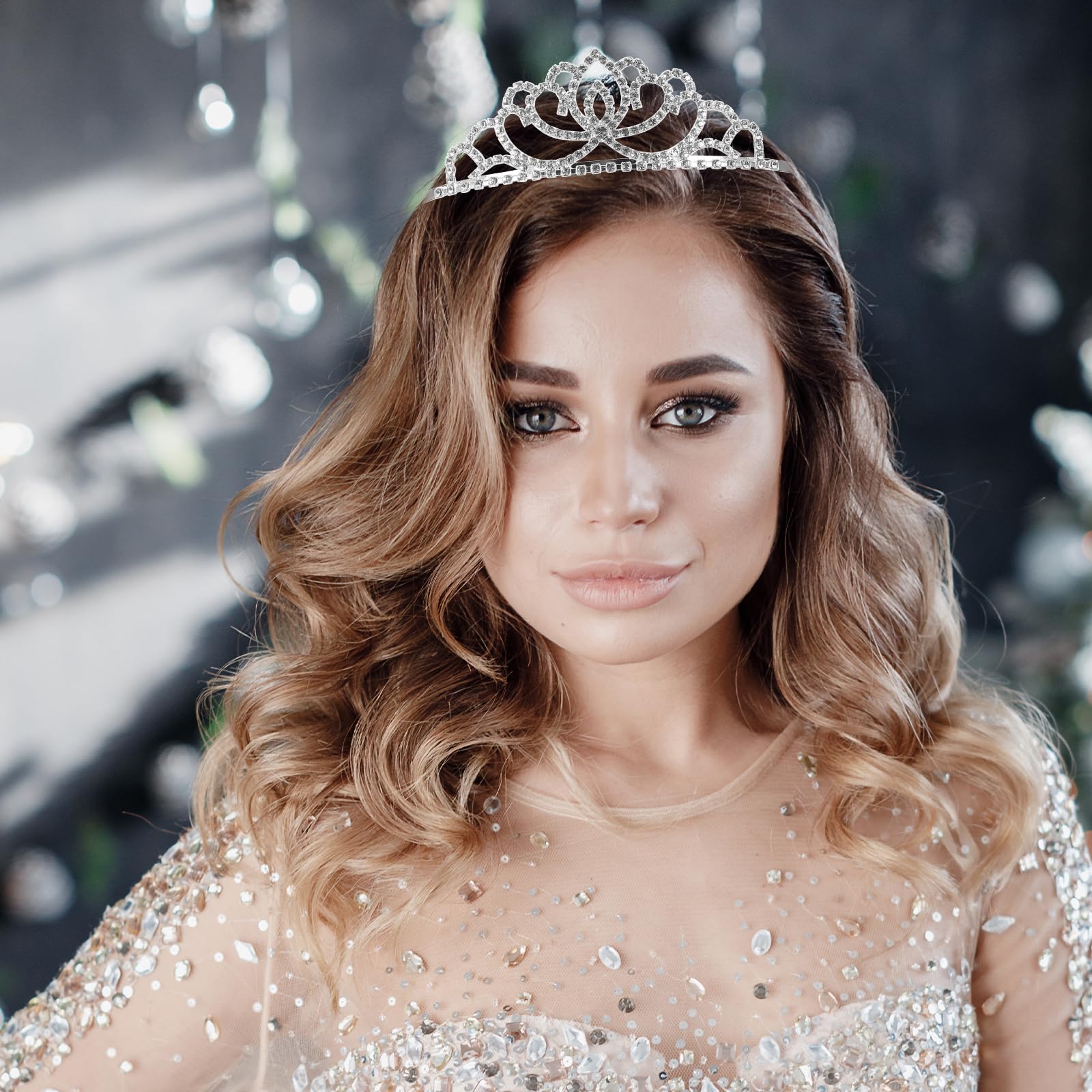 Lurrose 2 Pack Crystal Tiara Crown Headband - Elegant Princess Tiaras for Women, Brides, Birthday Parties, Prom, Pageants & Special Occasions
