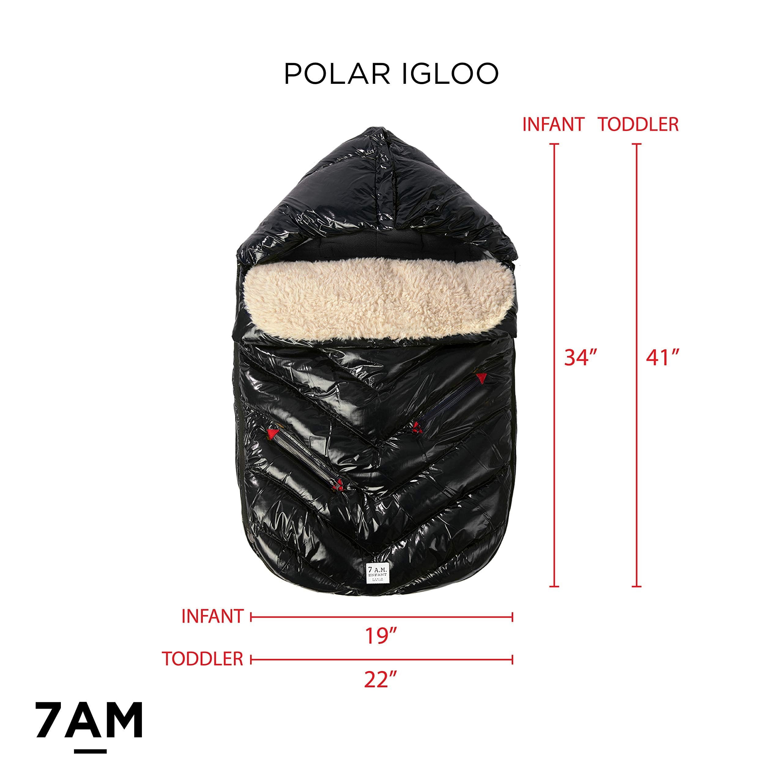 7AM Enfant Polar Igloo Weatherproof Footmuff - Universal Stroller & Car Seat Cover for Baby, Toddler & Child | Multi-Season Warm Bunting Bag for Jogging, Prams & Outdoor Adventures