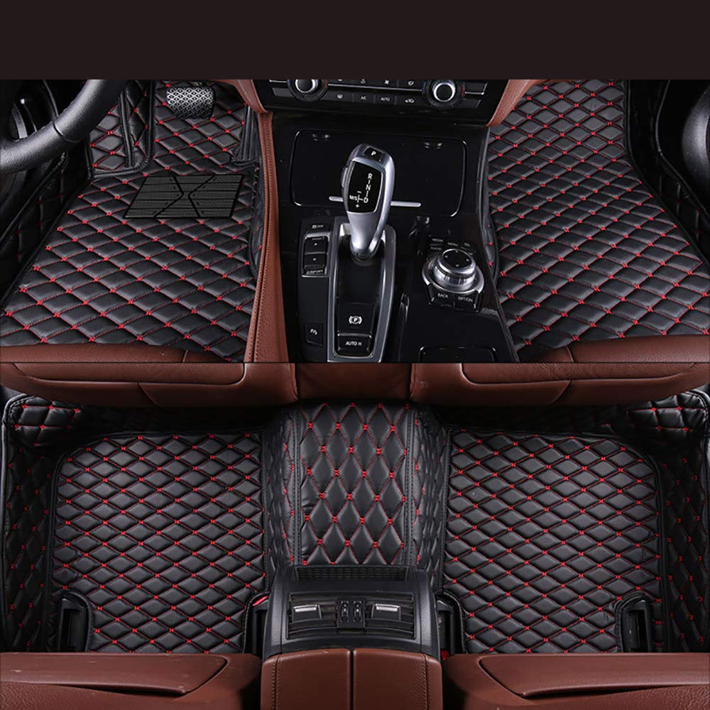 Custom Fit All-Weather 3D Floor Mats for Nissan Qashqai 2014-2019 - Waterproof Non-Slip Car Floor Liners with Red Stitching (Black Artificial Leather) - Perfect for Daily Commute, Road Trips & Winter Protection