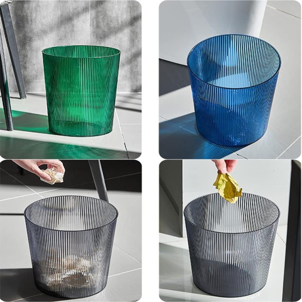 TOMYEUS 10L Transparent Bathroom Trash Can - Modern Luxury Waste Bin for Kitchen, Living Room & Toilet - Large Capacity Paper Basket with Lid - Perfect for Home, Office & Hotel Use (Color: Black)