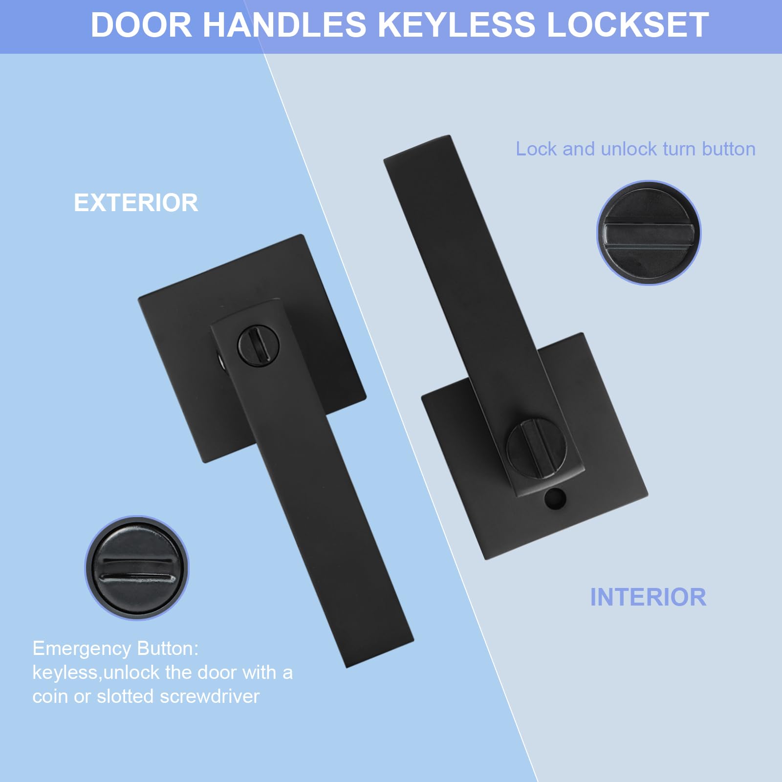 8 Pack Matte Black Privacy Door Levers - Heavy Duty Bed & Bath Door Handles with Keyless Interior Locksets, Reversible for Left/Right Handed Doors - Perfect for Bedrooms, Bathrooms & Home Privacy Security