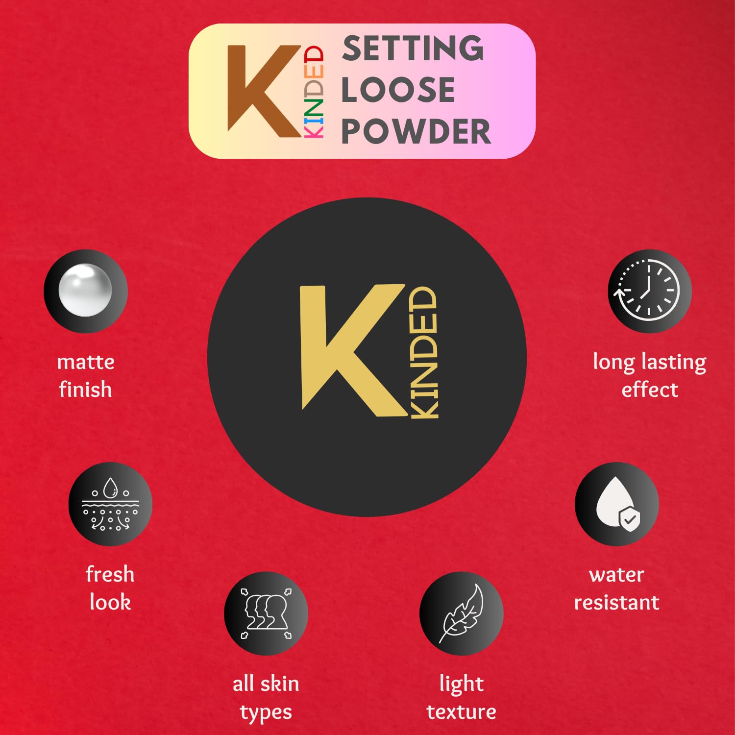 KINDED Translucent Loose Setting Powder - Ultra Fine Matte Finish for Oily & Dry Skin | HD Makeup, Long-Lasting Oil Control | 30g Matte Rose Pink | Perfect for Daily Wear, Photo Shoots & Special Occasions