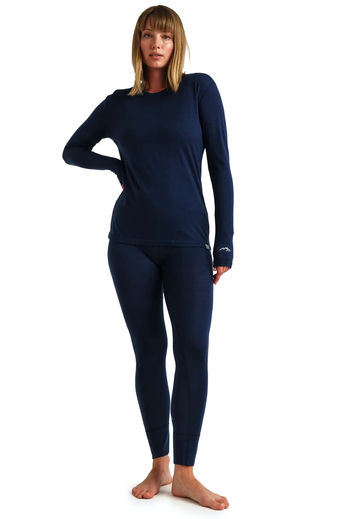 Women's Merino Wool Thermal Underwear Set - 165 Navy - Warm Base Layer for Winter, Hiking & Outdoor Activities