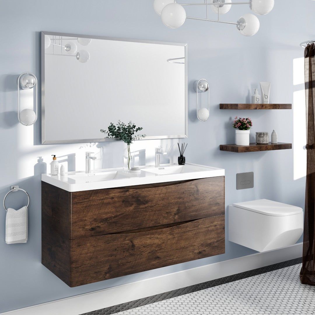 Eviva Vista 48 x 30 Inch Rectangular Brushed Nickel Metal Framed Wall Mirror - Perfect for Bathroom Vanity, Bedroom Decor & Entryway