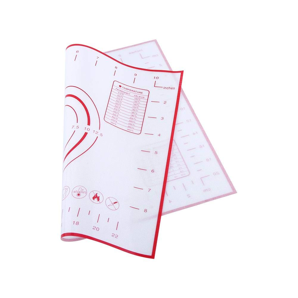 Non-Stick Silicone Fiberglass Baking Mat with Measurements - 26 x 29cm Red Rolling Dough Pad for Pastry, Cookies & Bread | Perfect for Baking, Cooking & Kitchen Counter Protection