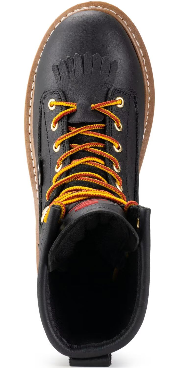 SUREWAY Men's 8-Inch Waterproof Steel Toe Work Boots - Oil & Slip Resistant, Thick Full Grain Leather, Wedge Rubber Sole, EH Rated - Ideal for Construction, Logging & Outdoor Work