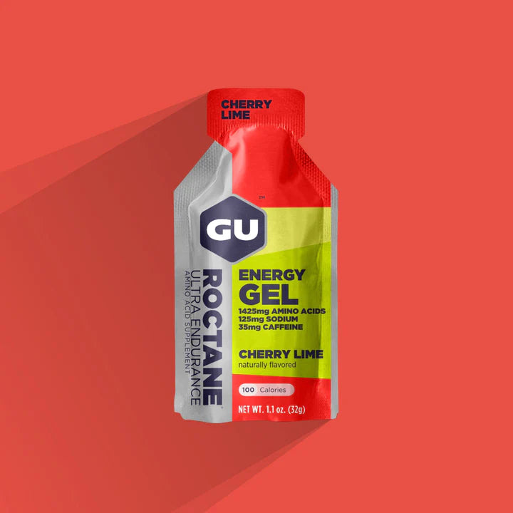 GU Roctane Ultra Endurance Energy Gel - Cherry Lime Flavor | Electrolyte & Amino Acid Fuel for Marathon Runners, Cyclists & Athletes | Long-Distance Workout & Race Nutrition